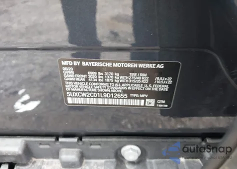 2020 BMW X7 xDrive40I из США, поврежденный, VIN 5UXCW2C01L9D12655